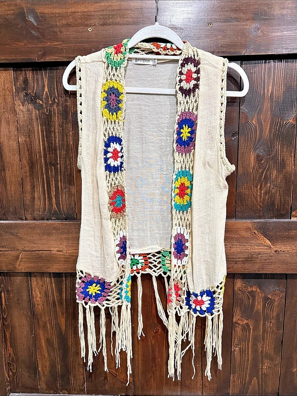 RoomMates Crochet Fringe Vest Multicolor Small